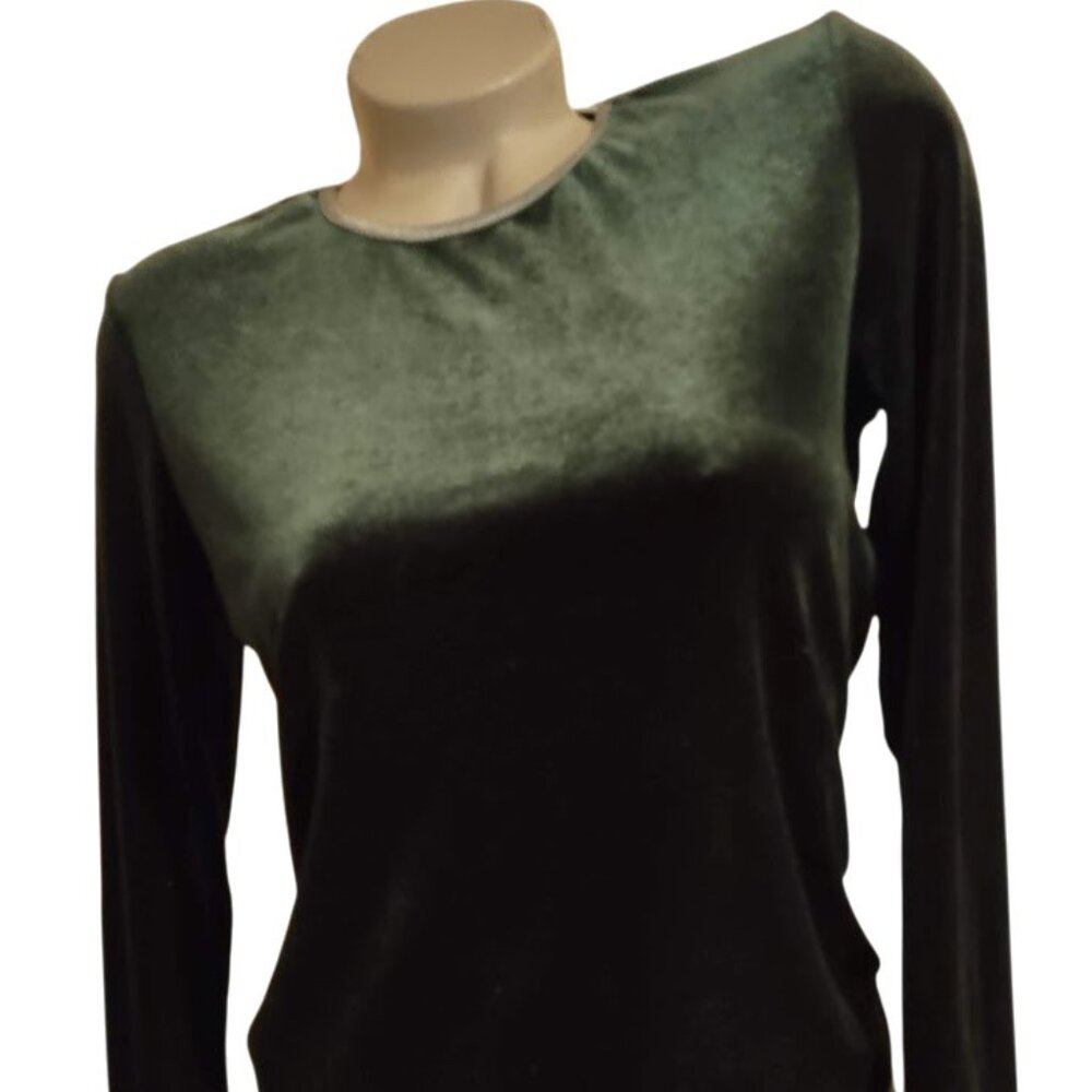 LIKW NEW WOMEN GUALITY GREEN VELVET BLOUSE SZ S